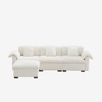 3 Seater Oversized Modern Velvet Cloud Comfort Sectional Sofa with Ottoman & Underseat Storage