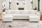 4 Seater Oversized Modern Velvet Cloud Comfort Sectional Sofa with Ottoman & Underseat Storage