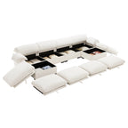 4 Seater Oversized Modern Velvet Cloud Comfort Sectional Sofa with Ottoman & Underseat Storage