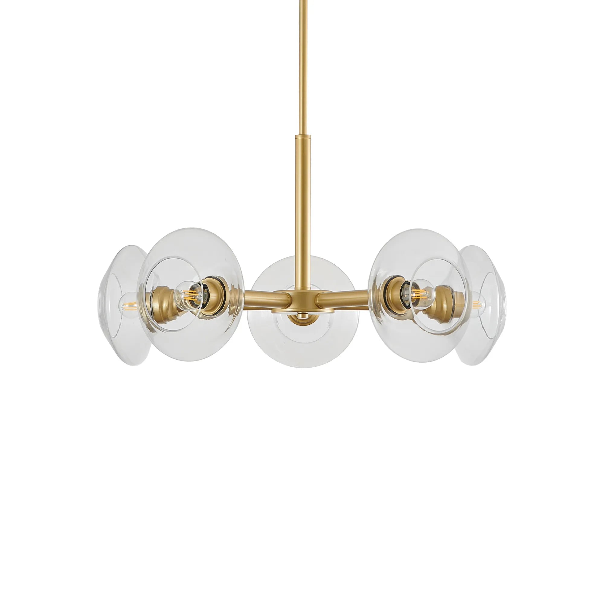 5-Light Modern Gold Chandelier with Glass Shades
