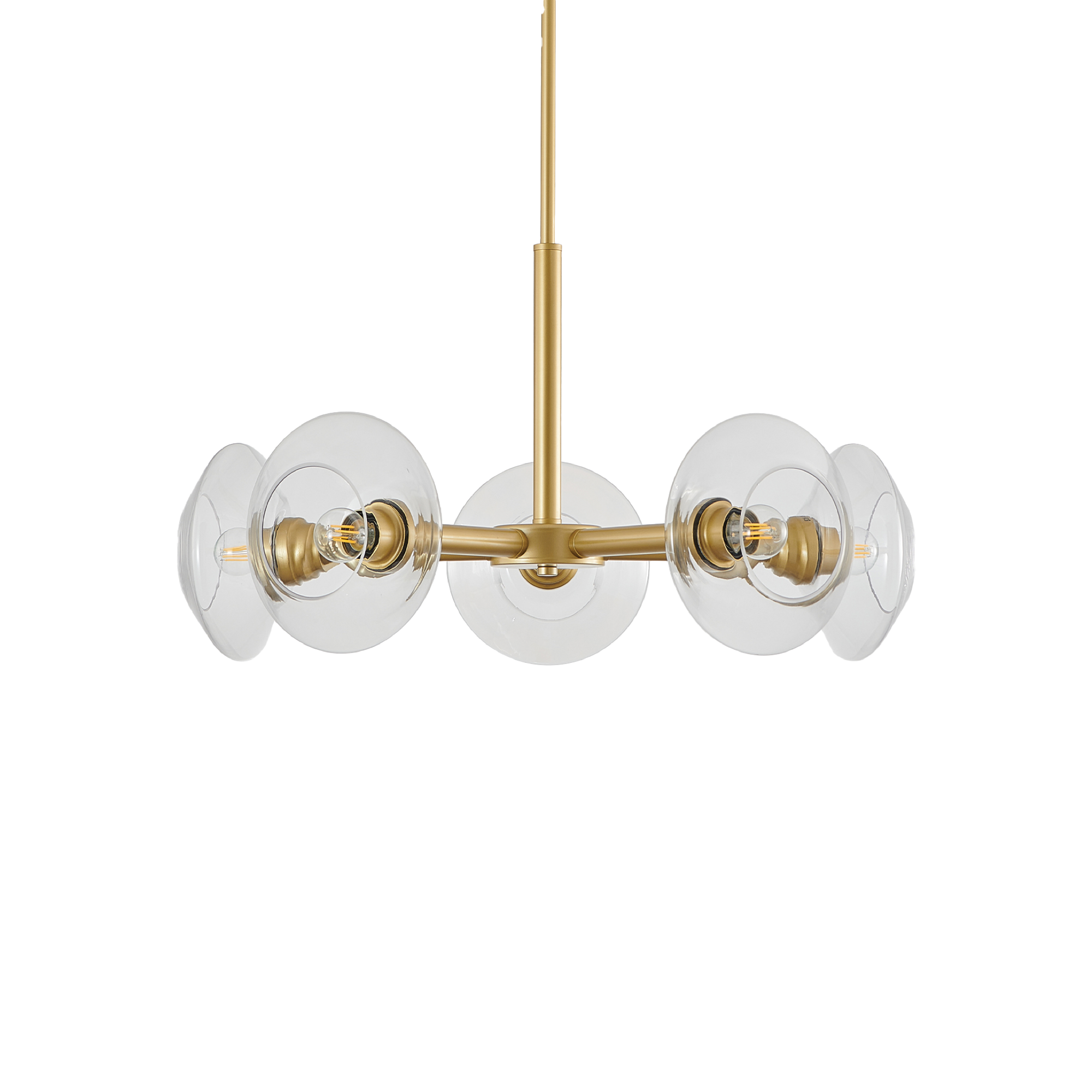 5-Light Modern Gold Chandelier with Glass Shades
