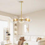 5-Light Modern Gold Chandelier with Glass Shades