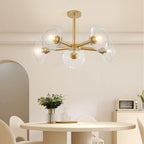 5-Light Modern Gold Chandelier with Glass Shades