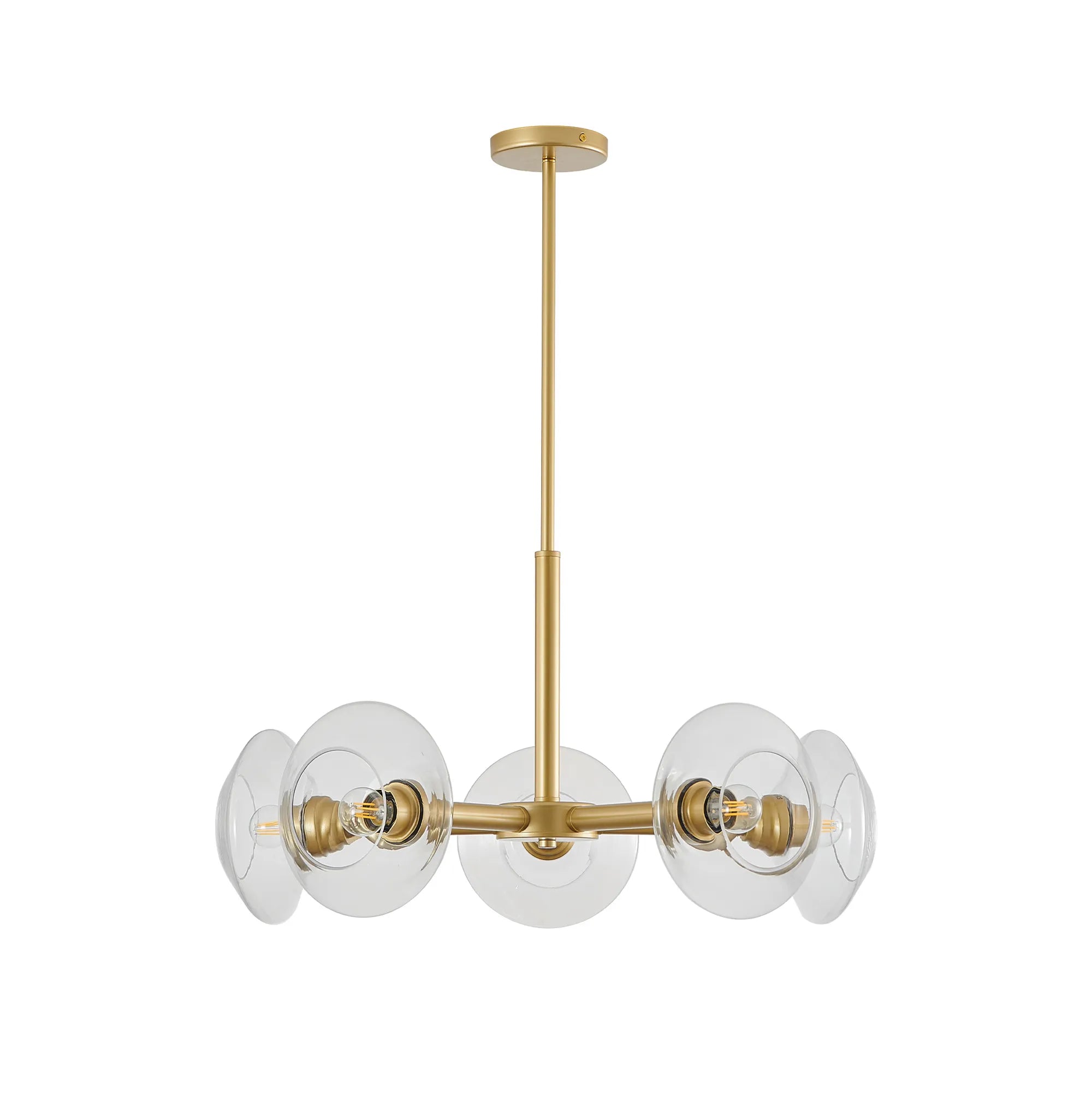 5-Light Modern Gold Chandelier with Glass Shades