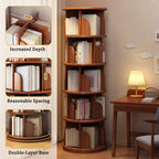 5-Tier 360° Rotating Bookshelf Tower