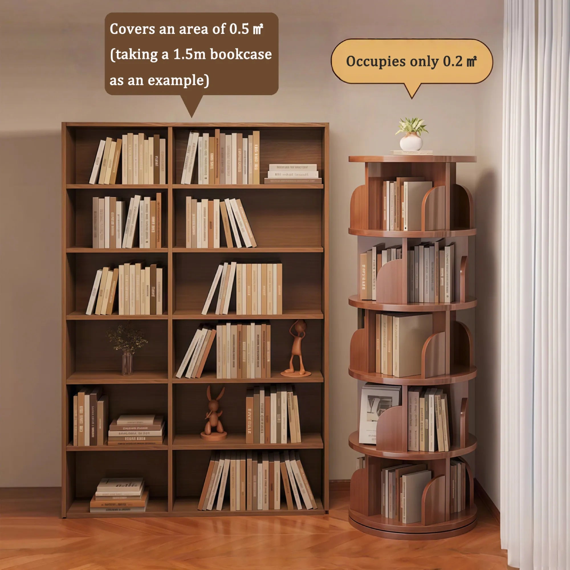 5-Tier 360° Rotating Bookshelf Tower
