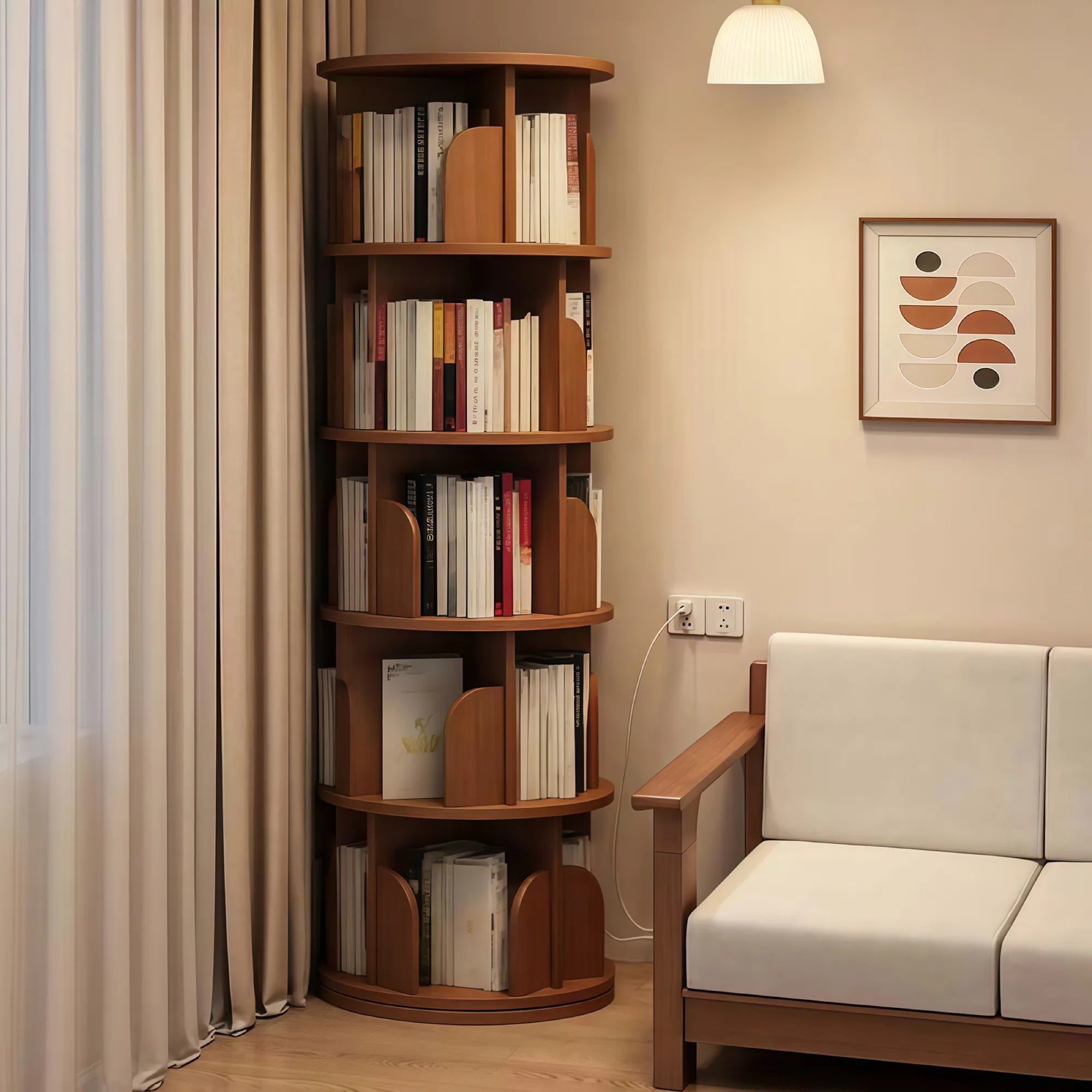 5-Tier 360° Rotating Bookshelf Tower