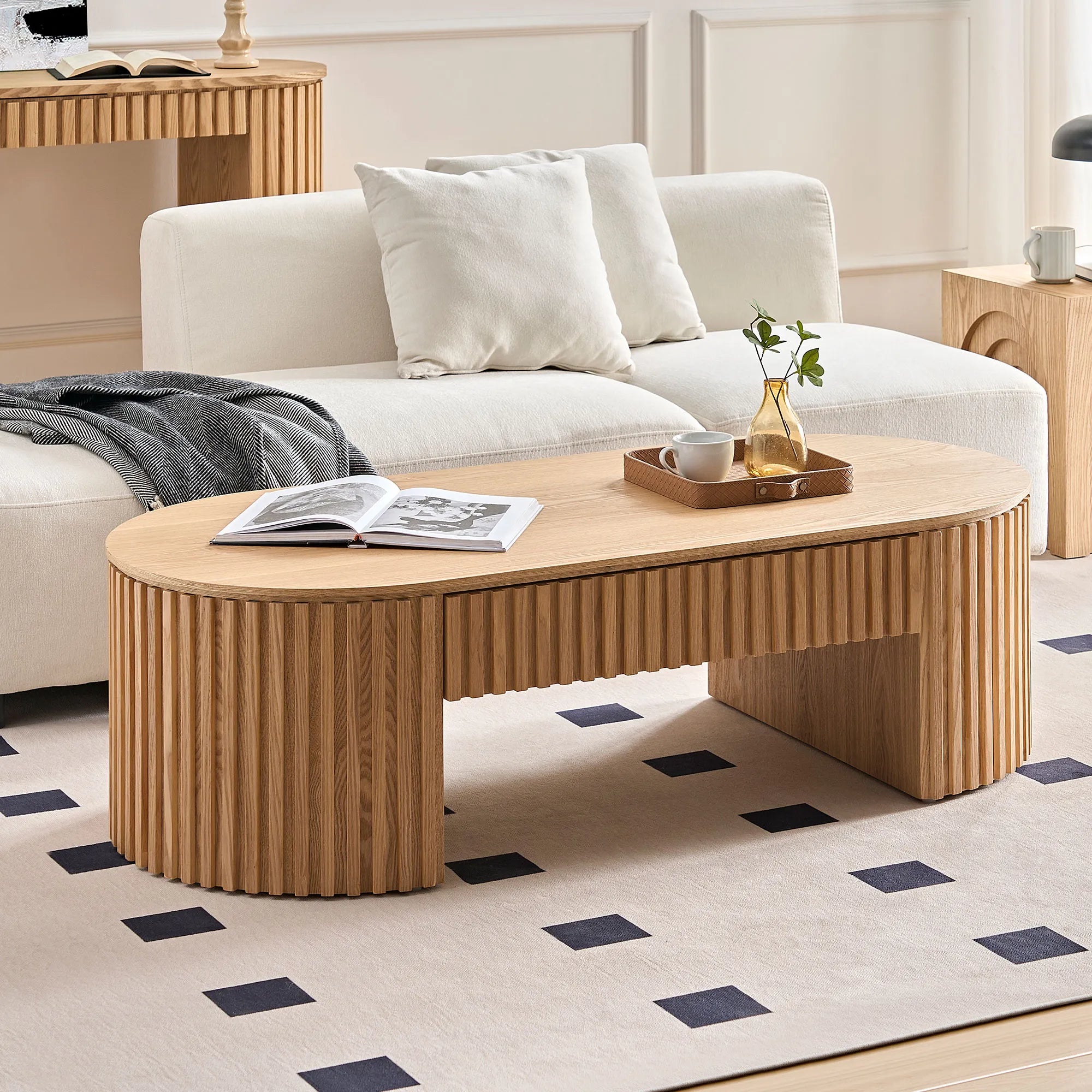 51" Oval Mid Century Modern Coffee Table