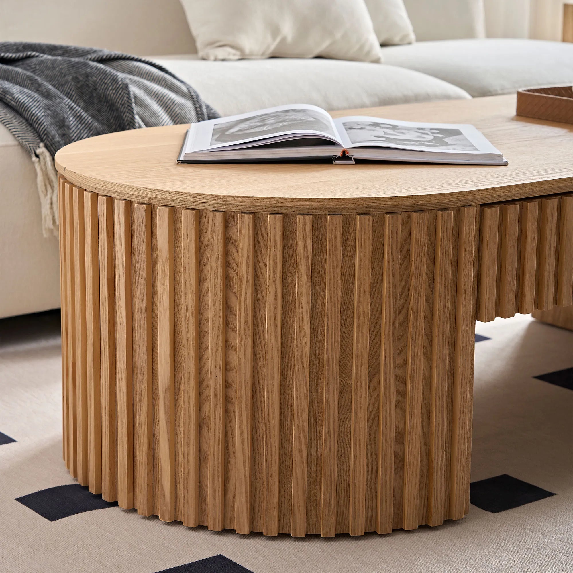 51" Oval Mid Century Modern Coffee Table