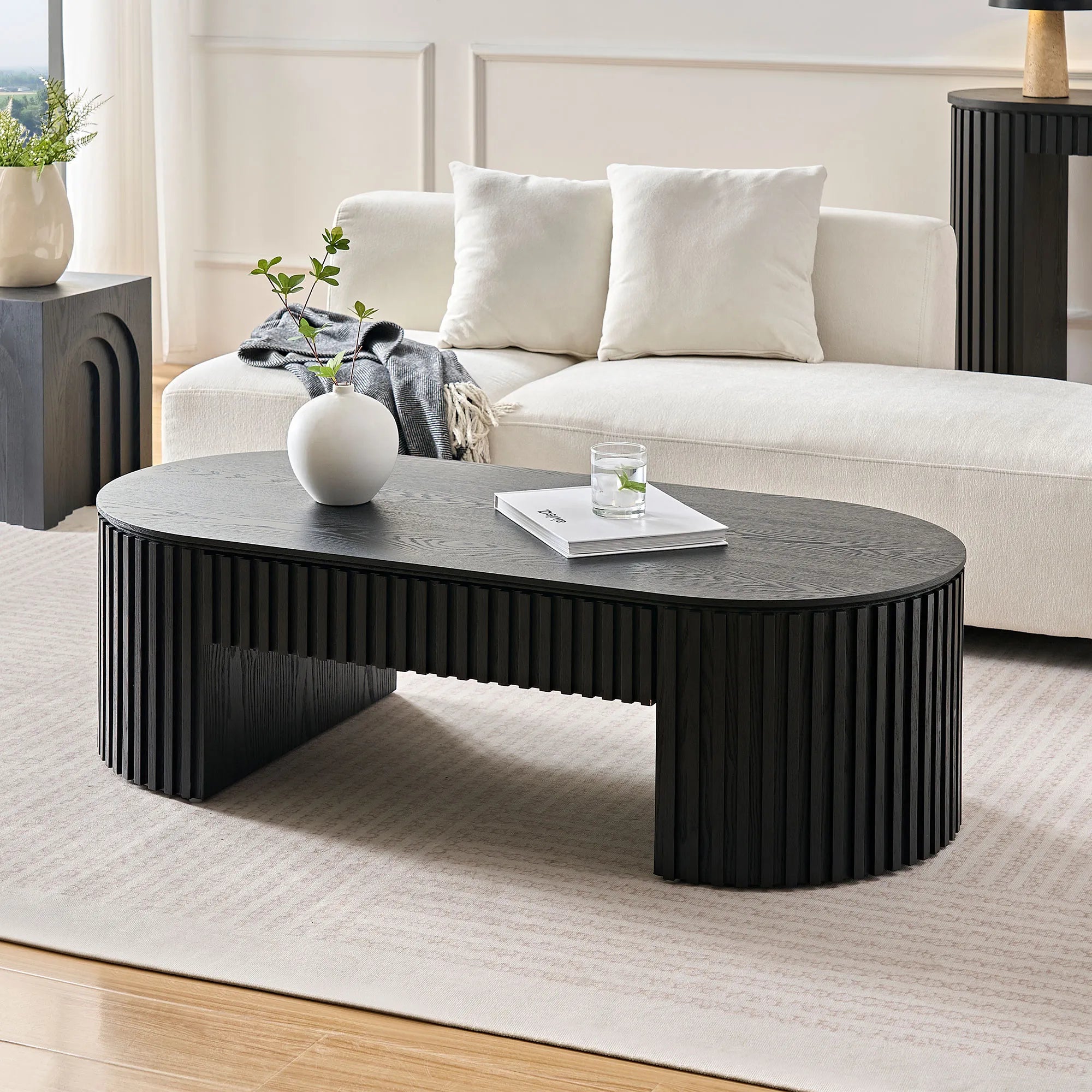 51" Oval Mid Century Modern Coffee Table