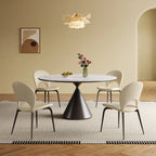 53" Modern Round Dining Table Set, With Artificial Stone Top & Stainless Steel Base