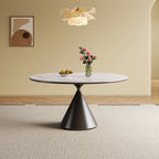 53" Modern Round Dining Table Set, With Artificial Stone Top & Stainless Steel Base