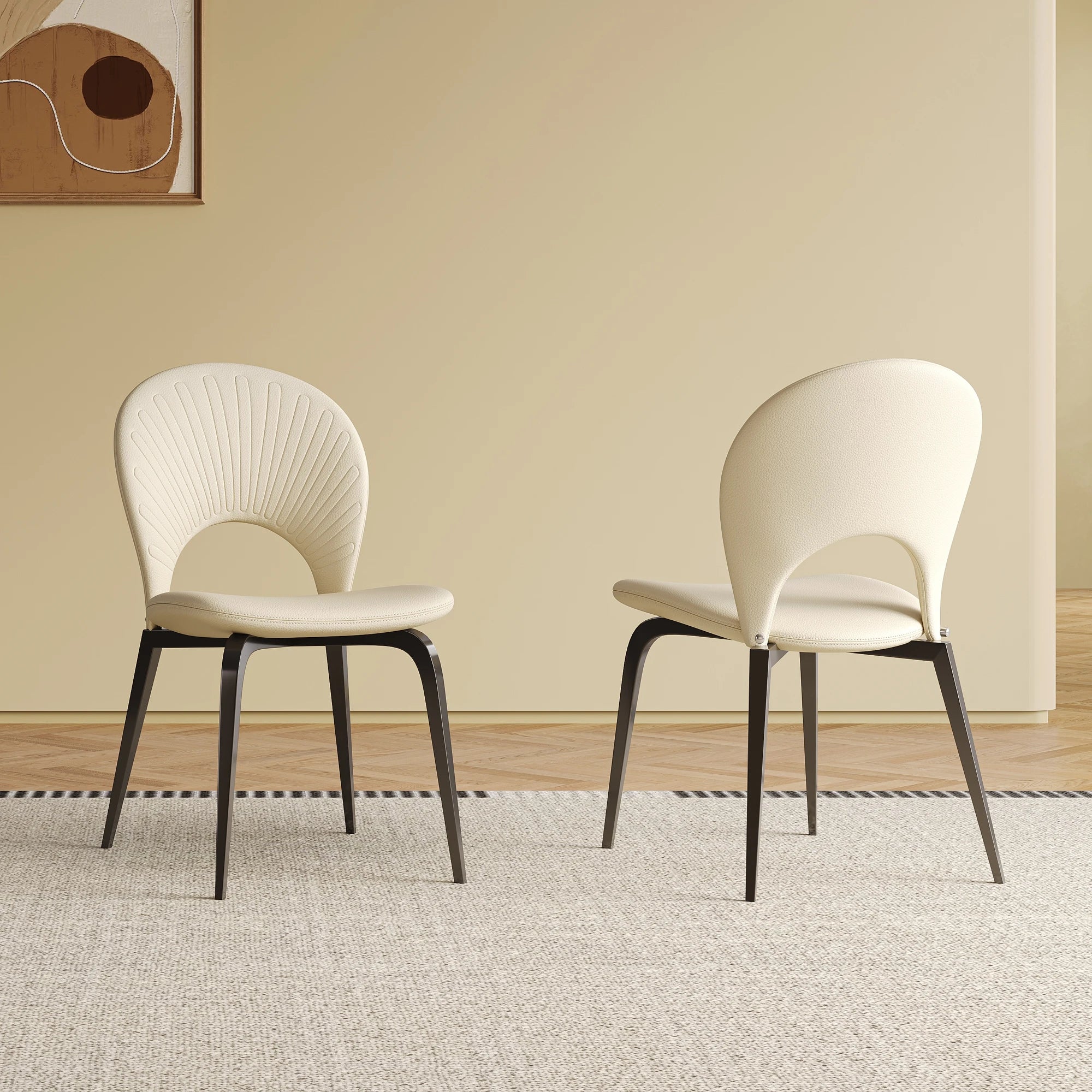 53" Modern Round Dining Table Set, With Artificial Stone Top & Stainless Steel Base