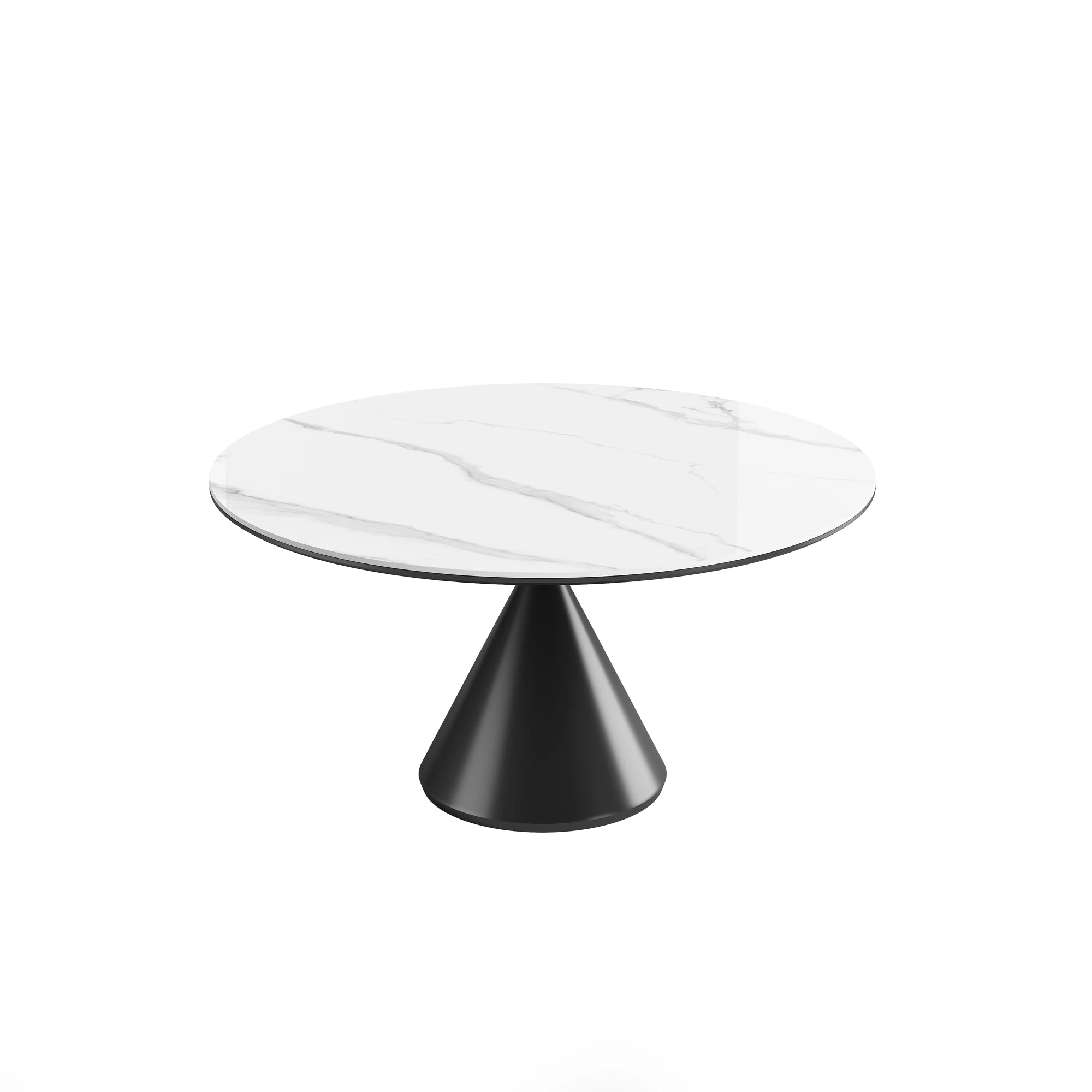 53" Modern Round Dining Table Set, With Artificial Stone Top & Stainless Steel Base