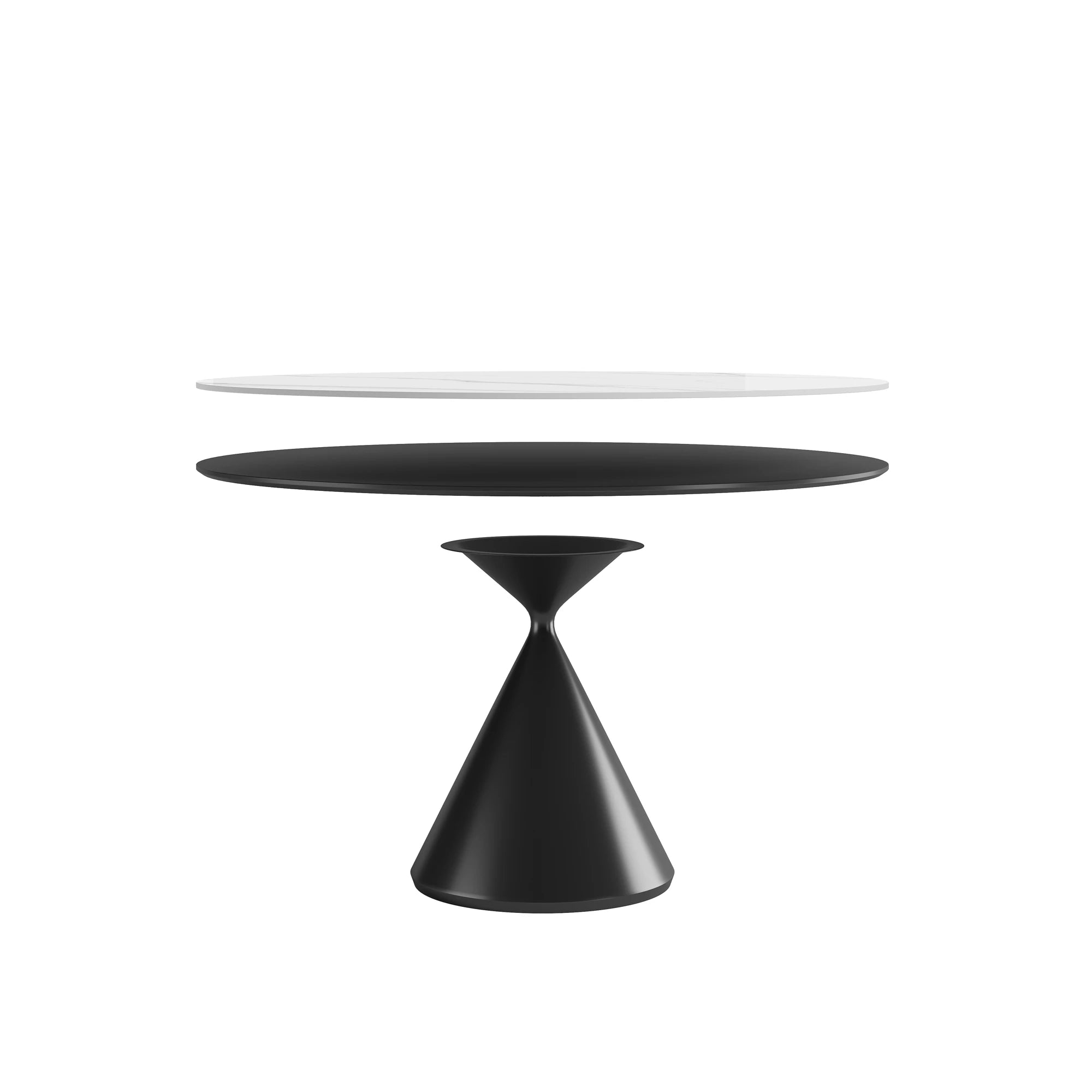 53" Modern Round Dining Table Set, With Artificial Stone Top & Stainless Steel Base