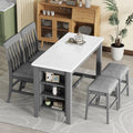 54" 5 Pieces Dining Table Set, Counter Height With 2 Chairs And 2 Stools