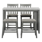 54" 5 Pieces Dining Table Set, Counter Height With 2 Chairs And 2 Stools