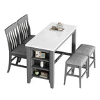 54" 5 Pieces Dining Table Set, Counter Height With 2 Chairs And 2 Stools