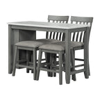54" 5 Pieces Dining Table Set, Counter Height With 2 Chairs And 2 Stools