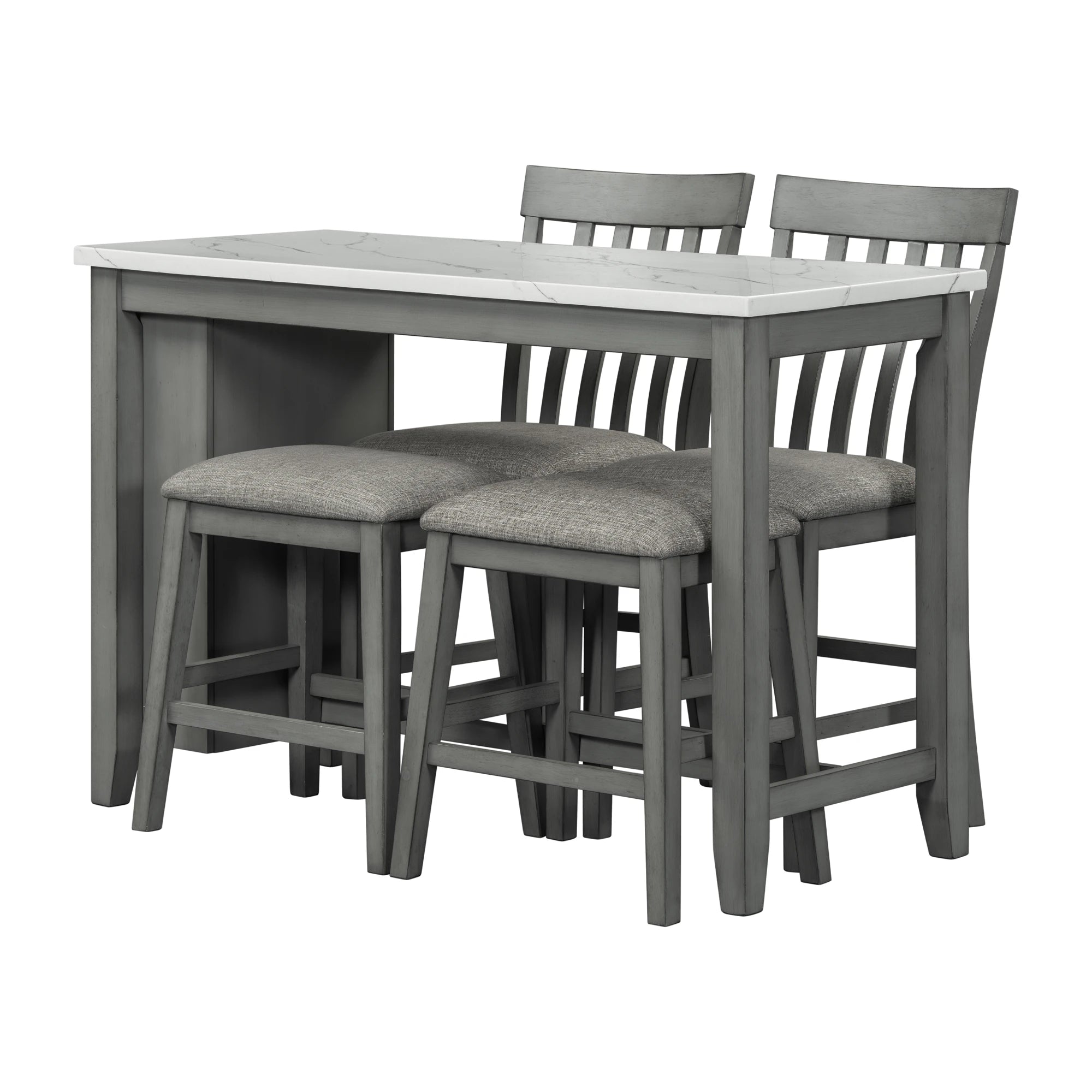 54" 5 Pieces Dining Table Set, Counter Height With 2 Chairs And 2 Stools
