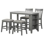 54" 5 Pieces Dining Table Set, Counter Height With 2 Chairs And 2 Stools