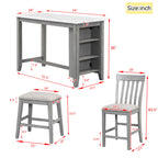 54" 5 Pieces Dining Table Set, Counter Height With 2 Chairs And 2 Stools