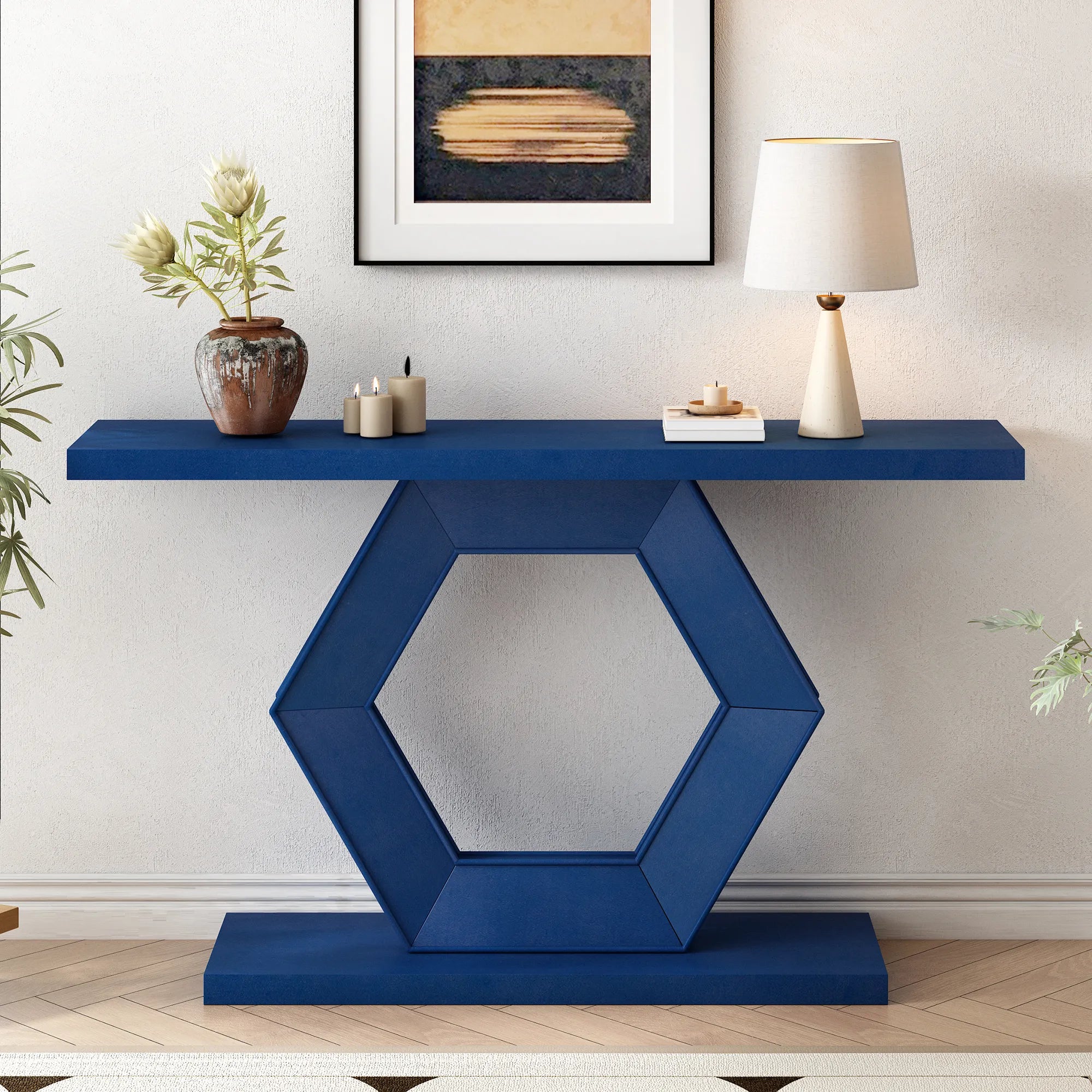 55" Modern Console Table with Hexagon Legs