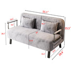 55″ Velvet Tri-Fold Convertible Sleeper Sofa Bed with Adjustable Backrest