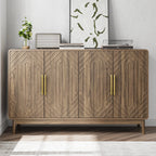 55” Walnut Carved 4-Door Sideboard