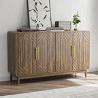 55” Walnut Carved 4-Door Sideboard