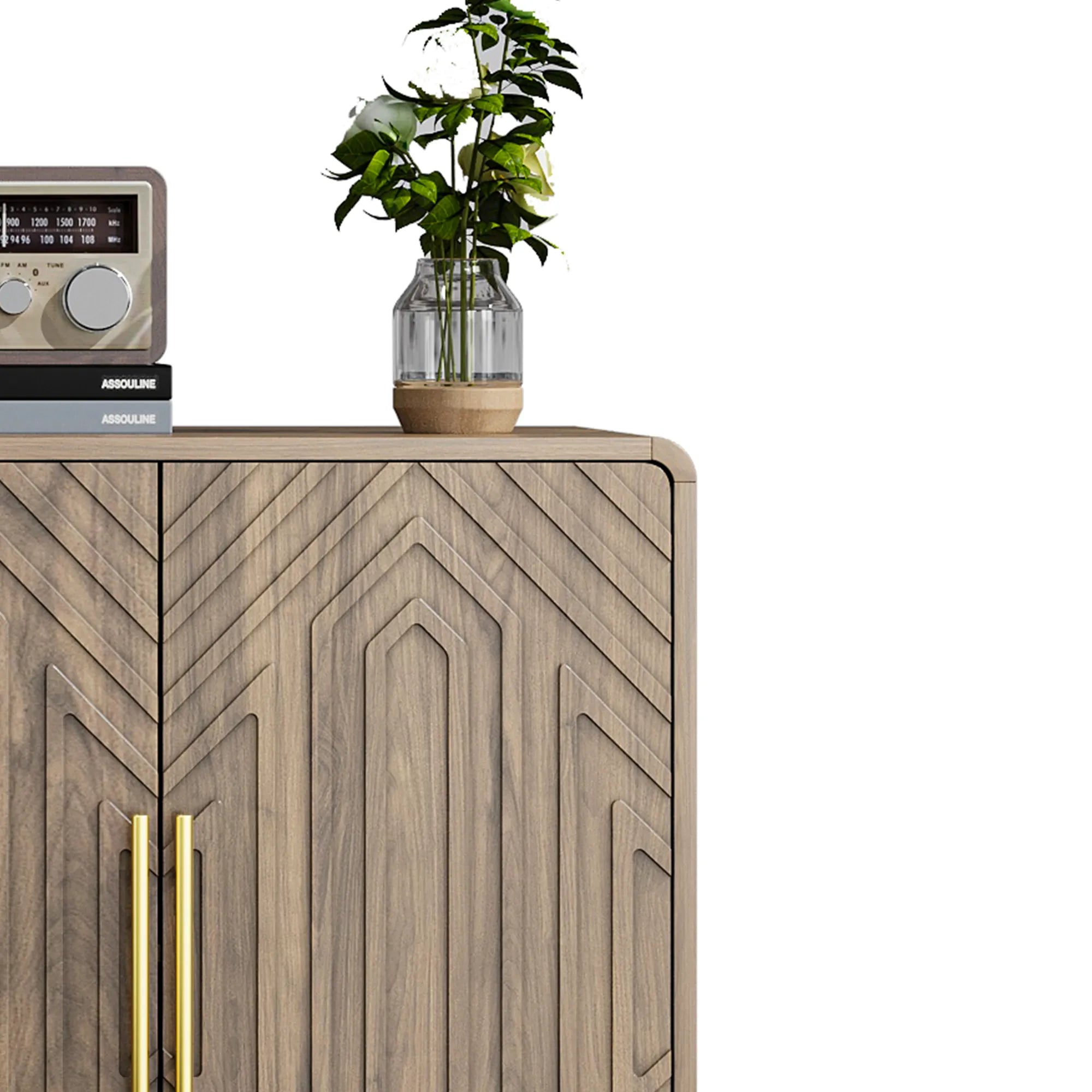 55” Walnut Carved 4-Door Sideboard