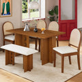 59" 6 Pieces Modern Dining Table Set With Chairs and Bench