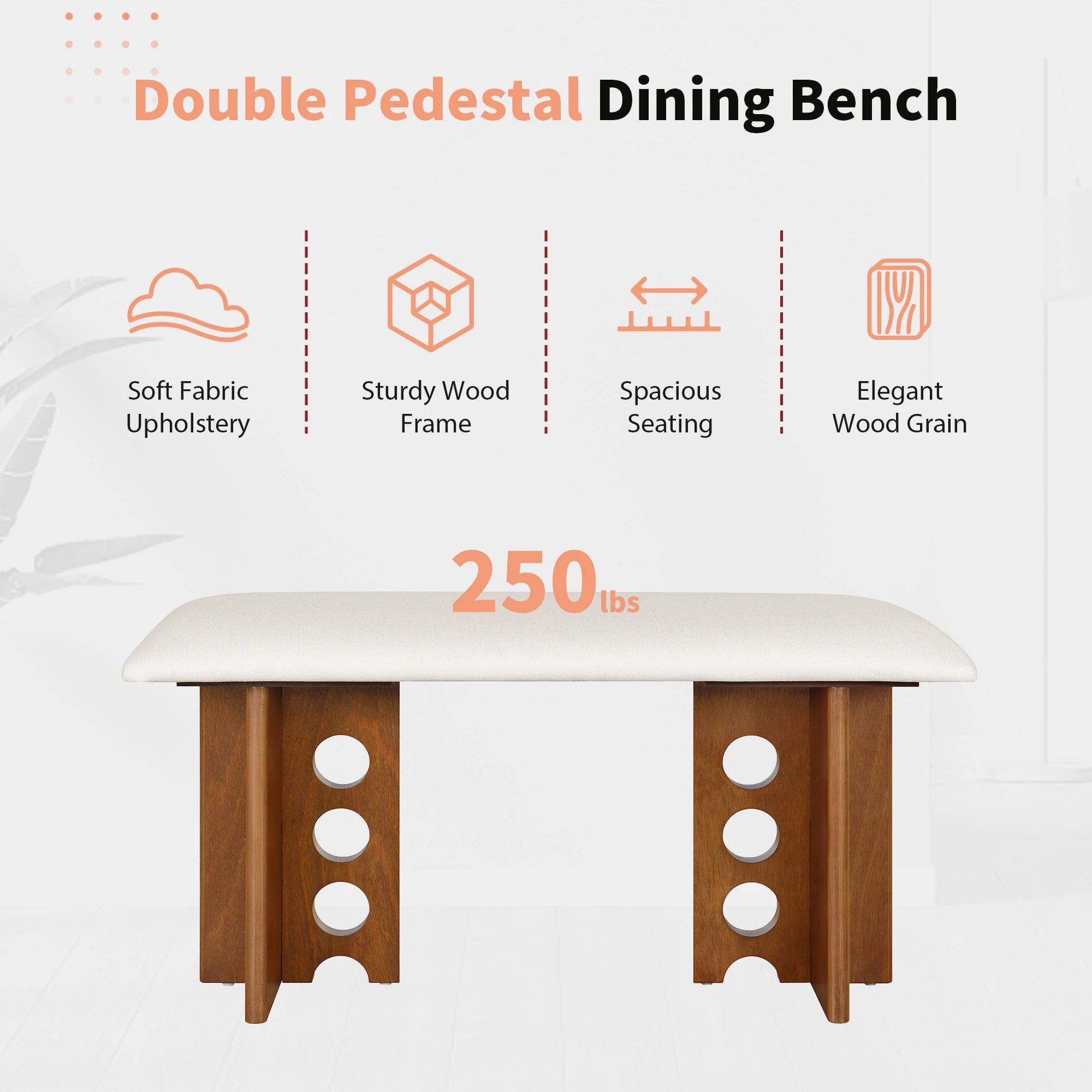 59" 6 Pieces Modern Dining Table Set With Chairs and Bench
