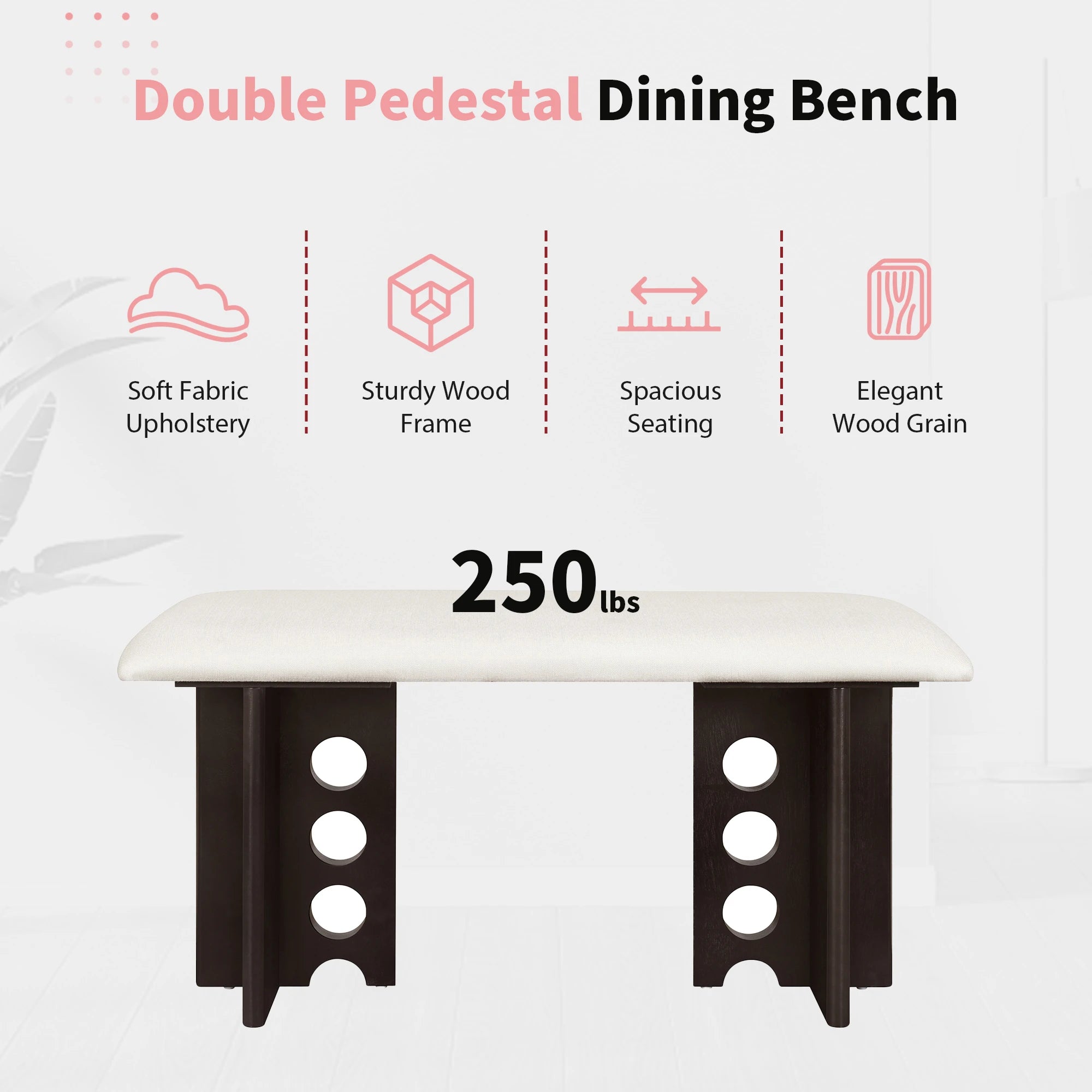 59" 6 Pieces Modern Dining Table Set With Chairs and Bench