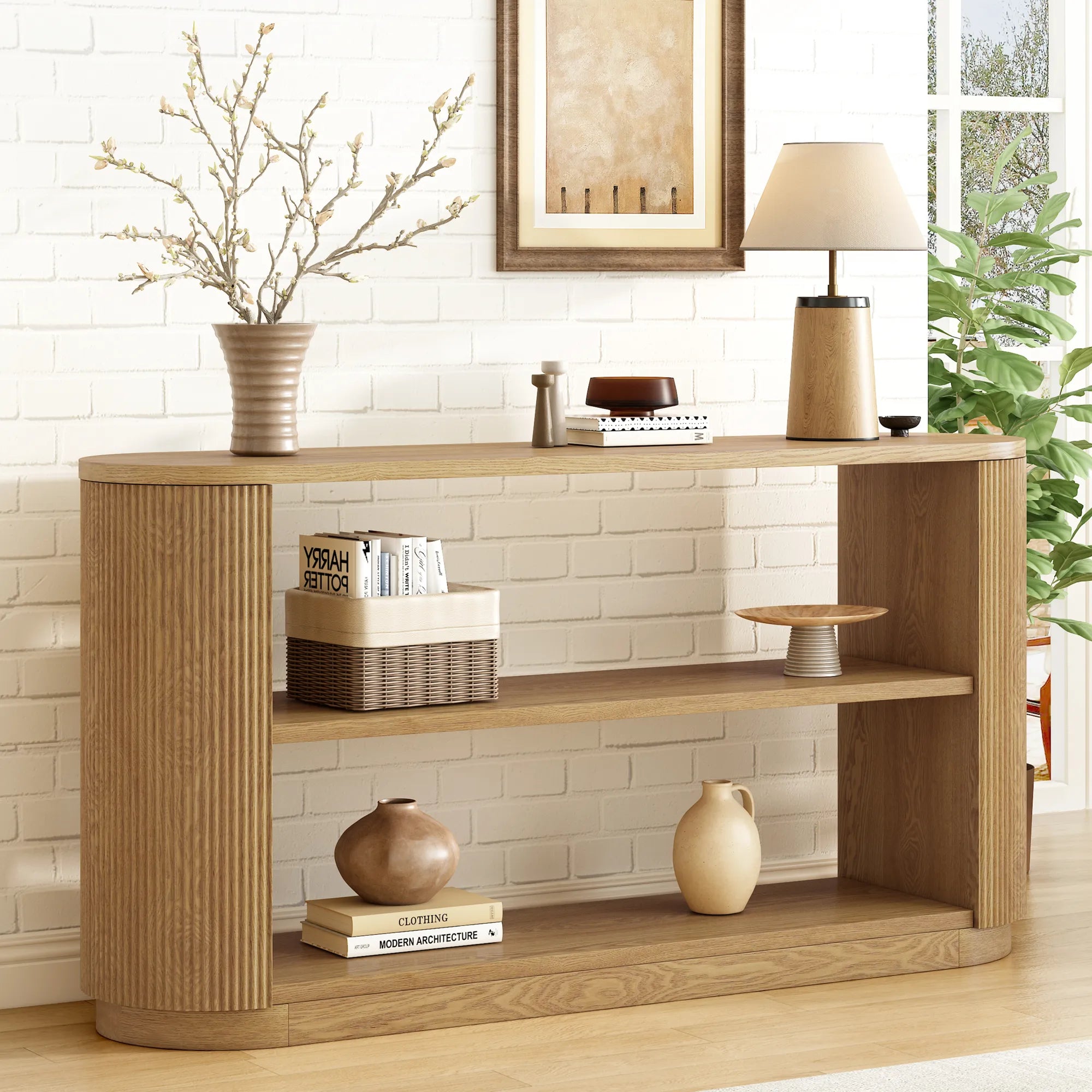 59" Modern Console Table with Open Shelf
