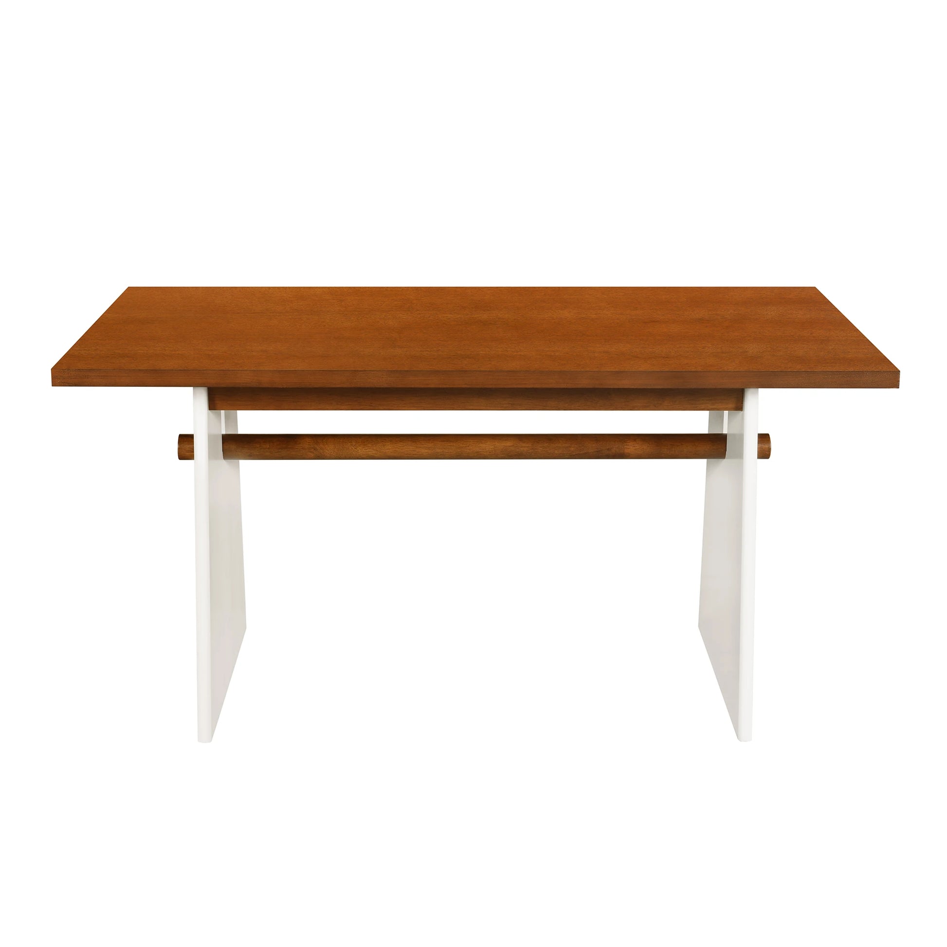59“ Modern Trestle Dining Table Set With 6 Upholstered Chairs