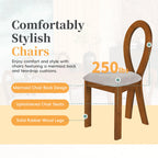 59“ Modern Trestle Dining Table Set With 6 Upholstered Chairs
