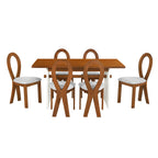 59“ Modern Trestle Dining Table Set With 6 Upholstered Chairs
