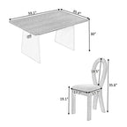 59“ Modern Trestle Dining Table Set With 6 Upholstered Chairs
