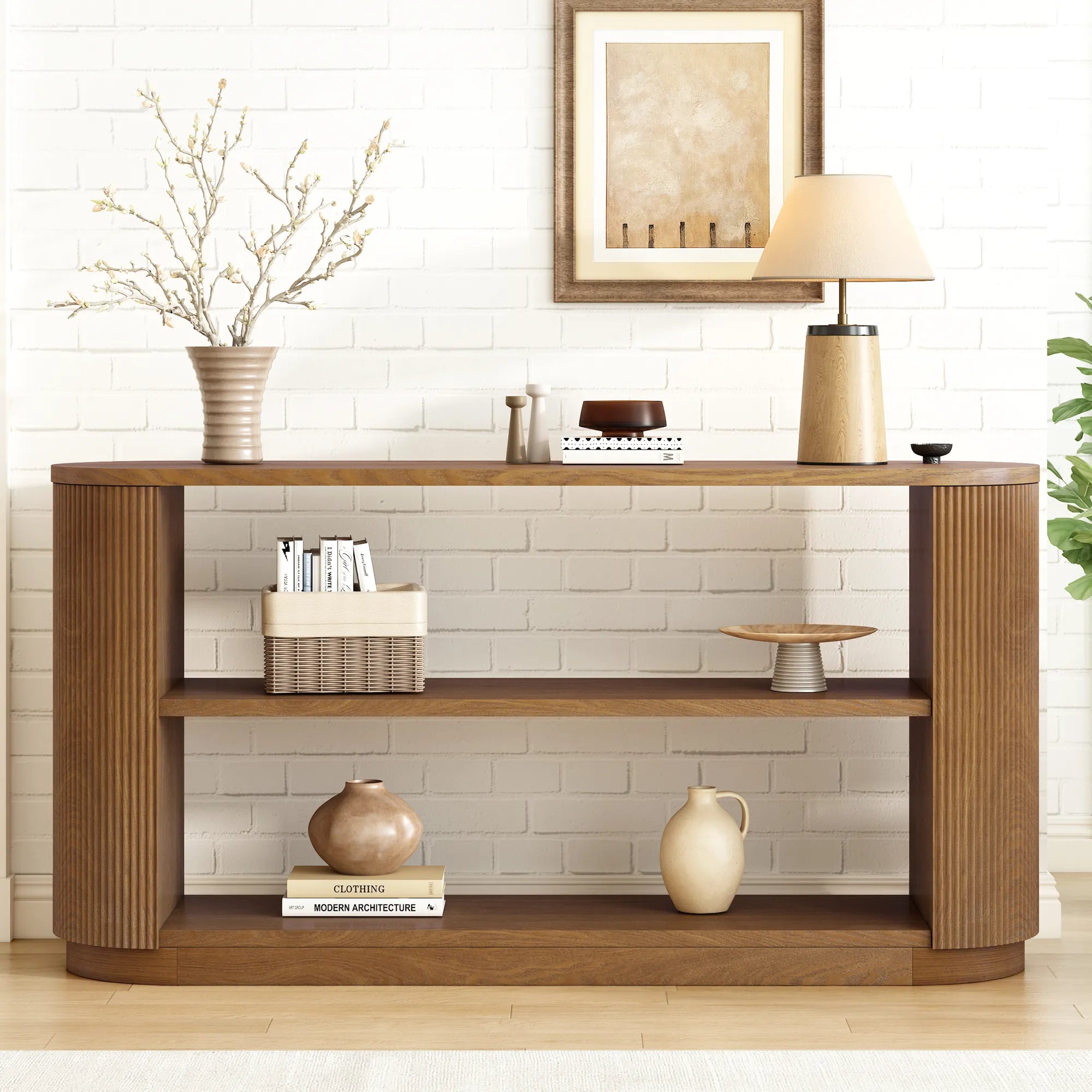 59" Modern Console Table with Open Shelf