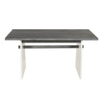 59“ Modern Trestle Dining Table Set With 6 Upholstered Chairs