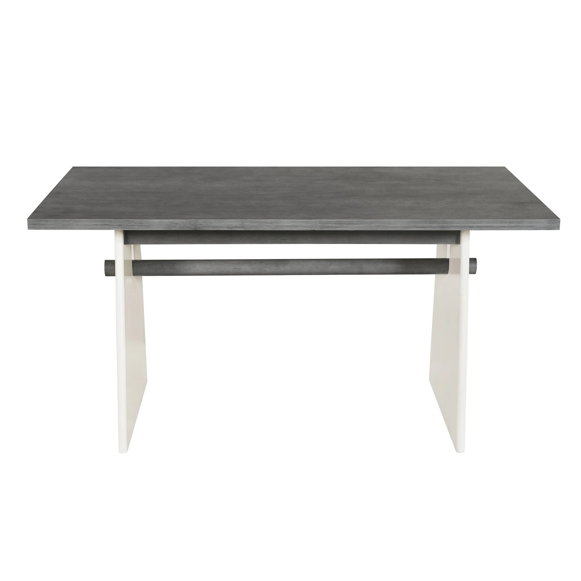 59“ Modern Trestle Dining Table Set With 6 Upholstered Chairs