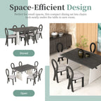59“ Modern Trestle Dining Table Set With 6 Upholstered Chairs