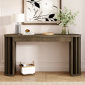 59" Oak Veneer Console Table with Drawers