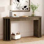 59" Oak Veneer Console Table with Drawers