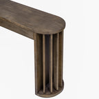 59" Oak Veneer Console Table with Drawers