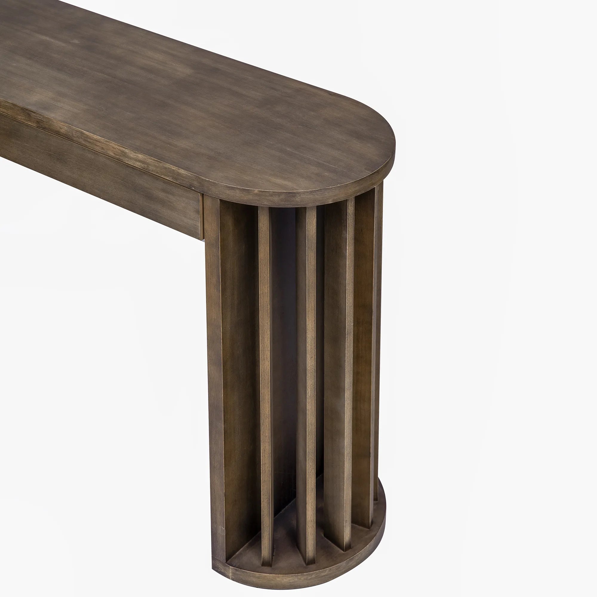 59" Oak Veneer Console Table with Drawers