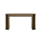 59" Oak Veneer Console Table with Drawers