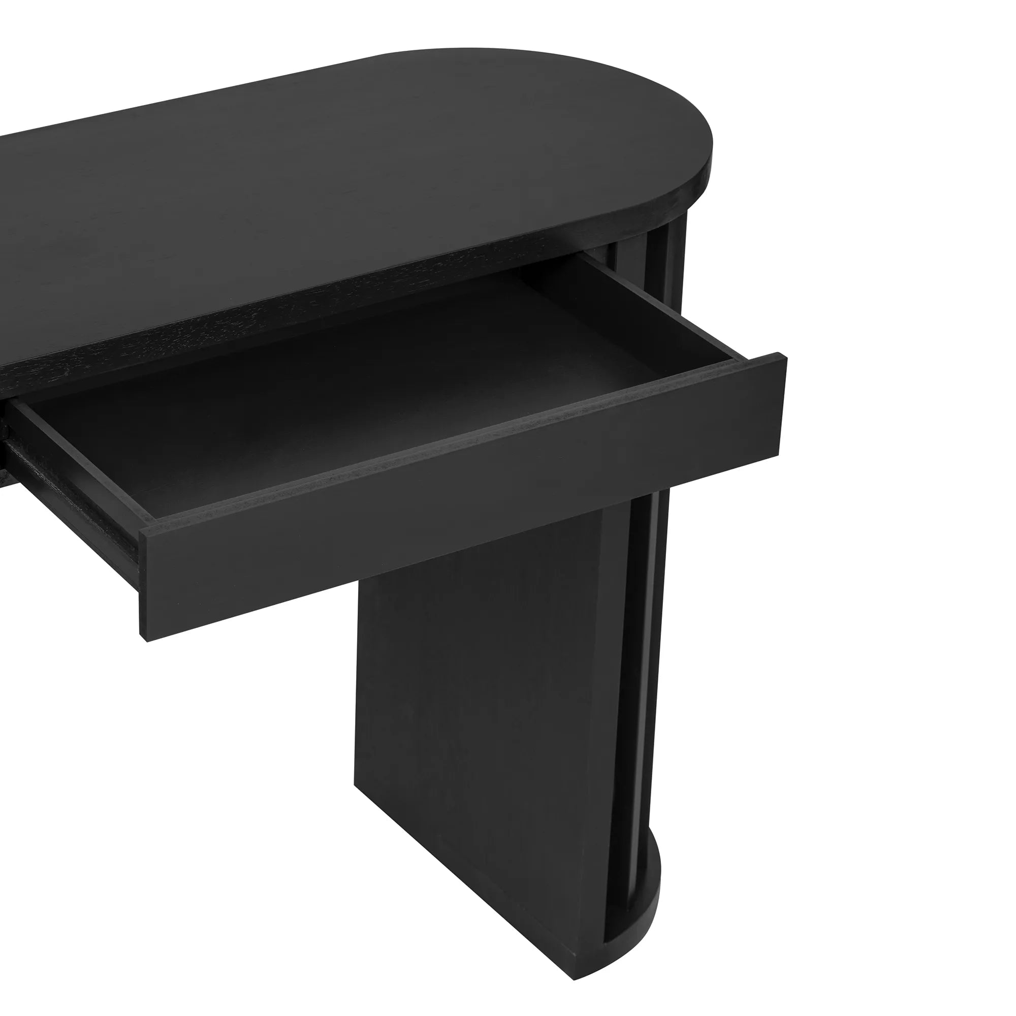 59" Oak Veneer Console Table with Drawers