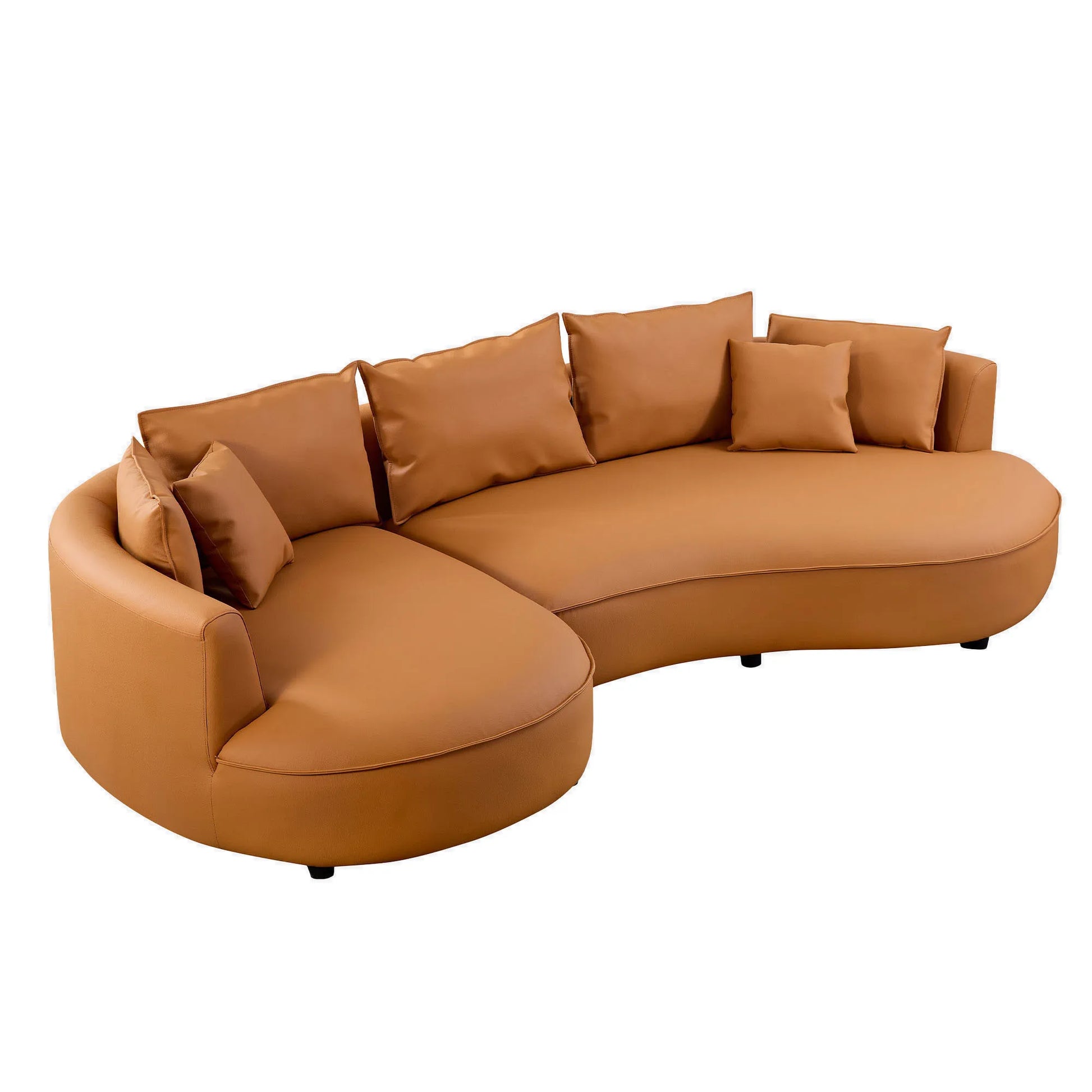 5 Seater Bonded Leather Upholstered Curved Modern Sectional Sofa